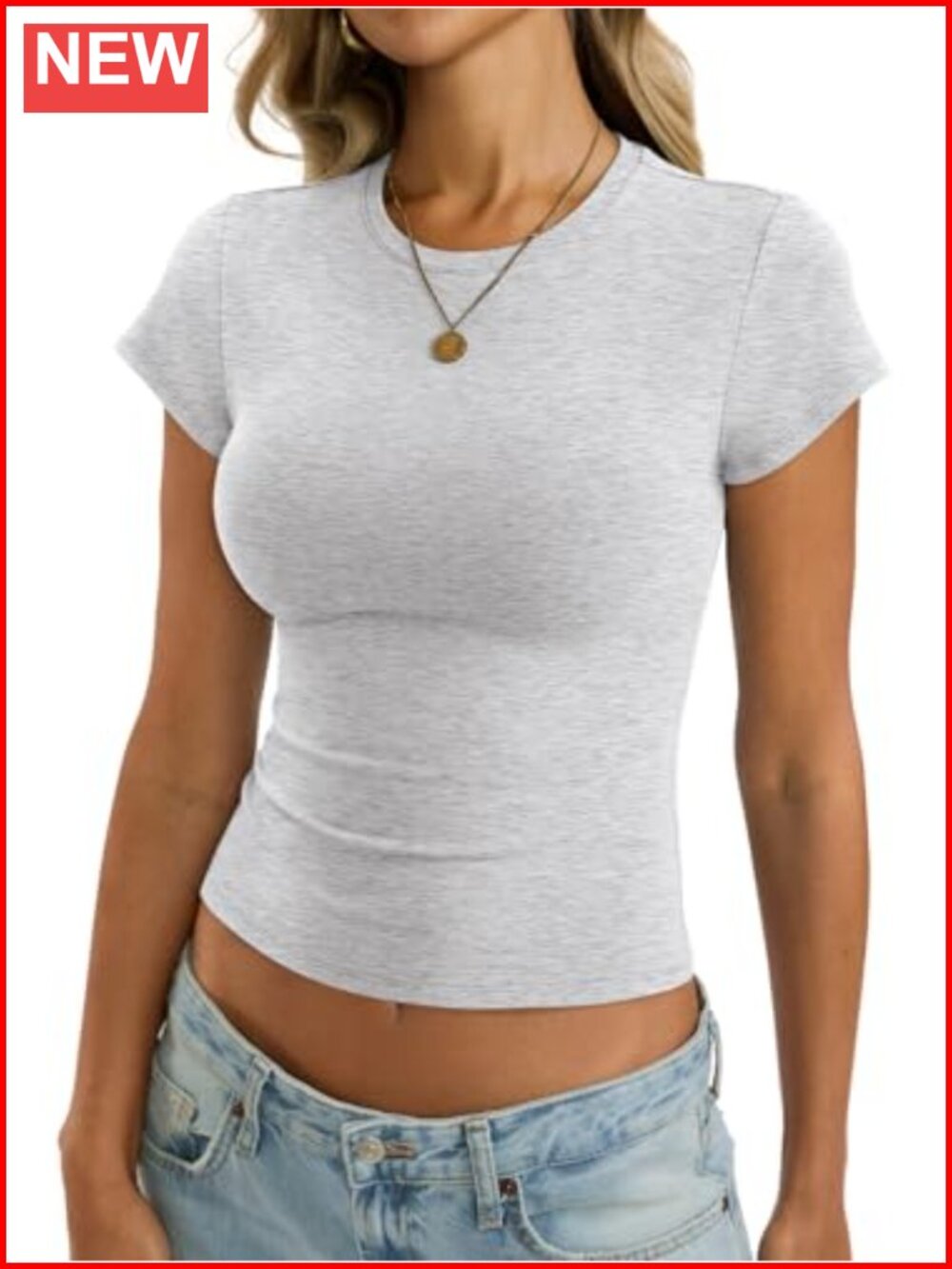 Womens Cotton Crop Tee Fitted Crew Neck Cap Sleeve Y2K Basic Top